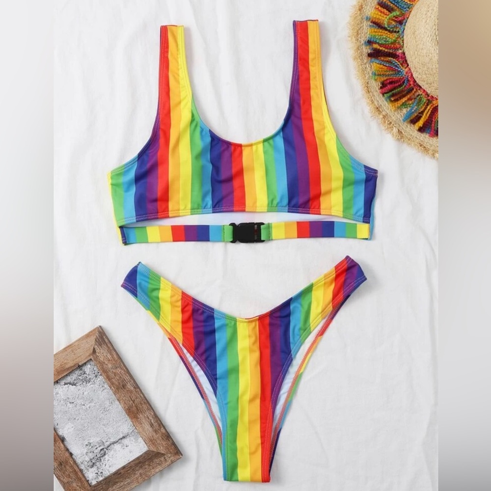 NWT Shein Rainbow Bikini Set